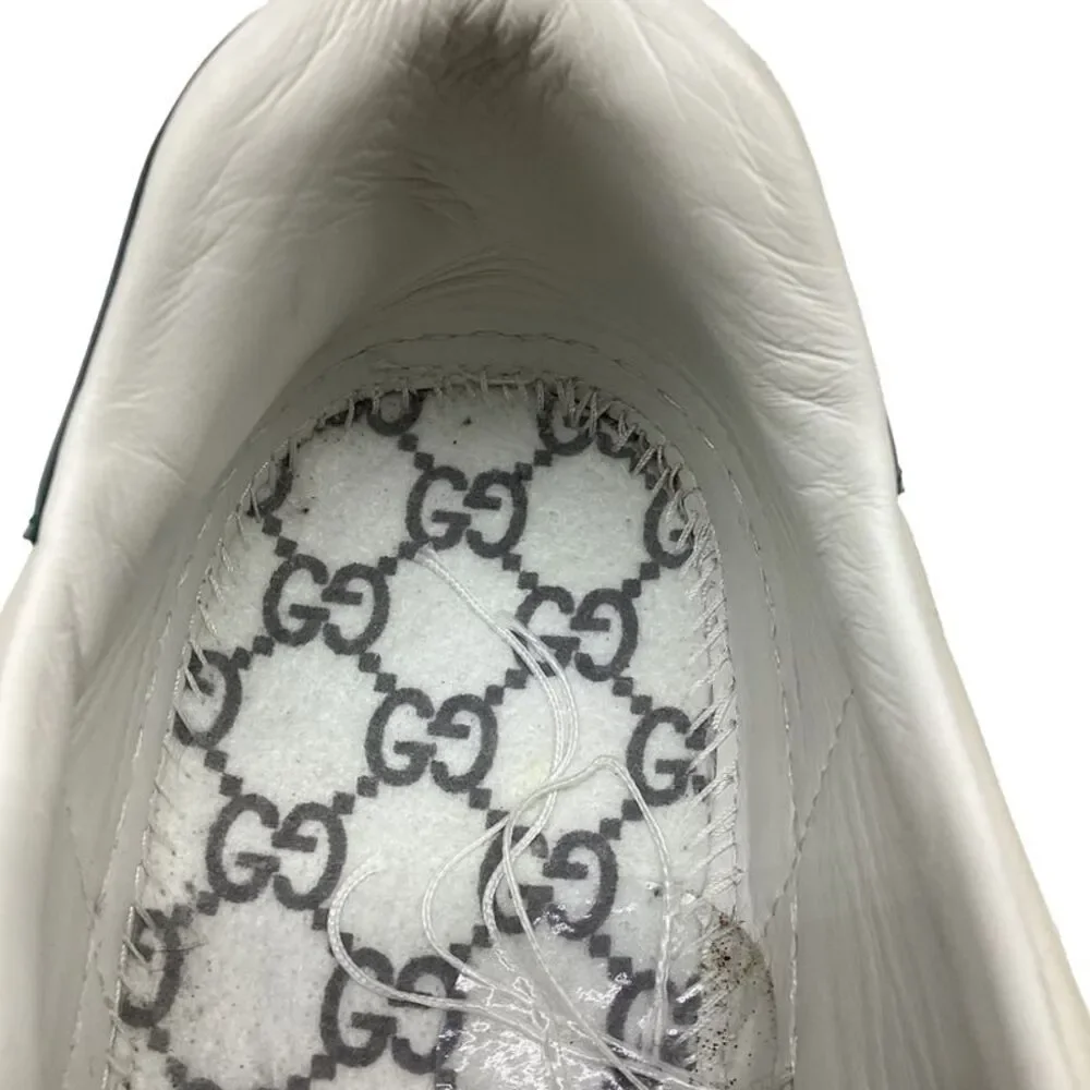 Gucci Ace Blade Distressed Sneakers in White Leather